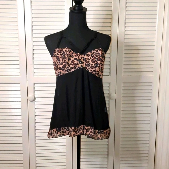 Leopard Sheer Mesh Slip with Panty NWOT - Picture 7 of 8